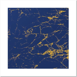 Blue and Yellow Marble Texture Posters and Art